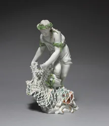 Fiskare, tillverkare Ludwigsburg Porslinsfabrik, Tyskland, ca 1765 (porslin med emalj och förgylld dekor)