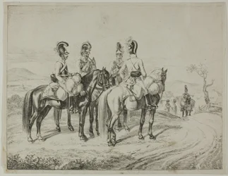 Fyra Cuirassiers på en lutning