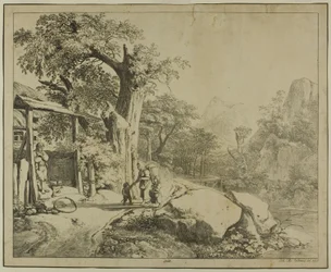 Bergslandskap med Staffage