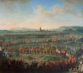 Kejsar Franz I. Stephans och hans son Josephs (II.) intåg i Frankfurt den 29 mars 1764