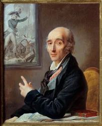 Porträtt av Pierre Francois Charles Augereau (1757-1816) marechal av Frankrike, hertig av Castiglione som designar Thevenins målning. Målning av Johannet Heinsius (1740-1812)