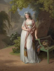 Porträtt av markgrevinen Luise von Anhalt-Dessau (Anhalt Dessau) (1750-1811) (Louise de Brandenburg Schwedt) par Tischbein, Johann Friedrich August (1750-1812). Olja på duk, storlek: 94x72