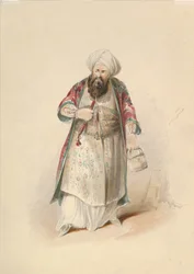 Kostymstudie för Osmin i bortförandet från Seraglio av W.A. Mozart, ca. 1830-50.