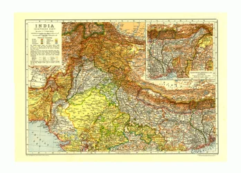 Karta över Indiens norra del, c1910