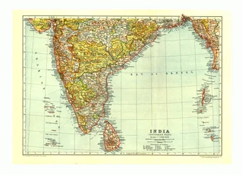 Karta över Indiens södra del, c1910