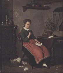 Ung flicka som skriver ett kärleksbrev