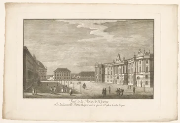 Utsikt över Bebelplatz i Berlin med Alte Bibliothek och det gamla palatset och Sint-Hedwigskathedraal Utsikt över Place de l