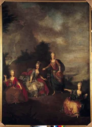 Representation of the Italian Opera il Parnasso Confuso”” av Christoph Willibald Gluck ger i samband med Joseph II:s äktenskap med Marie Josephine Antoinette de Baviere, på slottet Schönbrunn (Schönbrunn), den 24/01/1765 av archiduche
