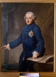 Porträtt av Fredrik II av Preussen (1712-1786). Kungen av Preussen, Fredrik II, kallad Fredrik den store, var en upplyst despot som företrädde upplysningens ideal. Målning av Johan Ziesenis (1716-1776). 1769. Frankfurt. Historiska museet
