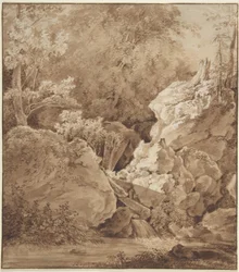 Skogsscen med bergsbäck
