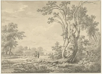 Södra landskap med slott, boskap och vandrare