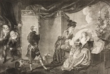 Olivias trädgård, akt III, scen IV, från "Twelfth Night, Or What You Will", från The Boydell Shakespeare Gallery, publicerad i slutet av 1800-talet.