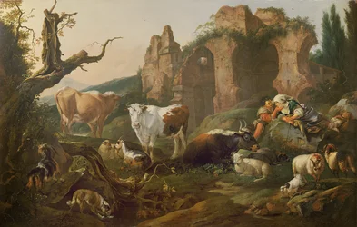 Bondgårdsdjur i ett landskap, 1685