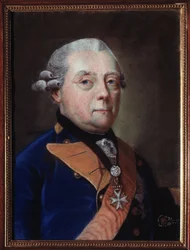 Porträtt av Frederic Henri Louis (Heinrich Friedrich Ludwig) dit Henri de Prussia 1726-1802), greve av Marche of Brandenburg Schwedt. (Porträtt av Henrik Fredrik, prins i Preussen, markgreve av Brandenburg Schwedt). Målning av Johann Heinrich Schmidt
