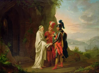 Carlo och Ubaldo besöker trollkarlen i deras sökande efter den förlorade Rinaldo, 1782