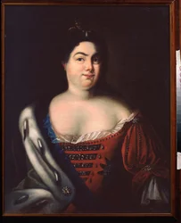 Porträtt av kejsarinnan Katarina I av Ryssland (född Marthe Helene Skavronskaia (1684-1727) (Porträtt av kejsarinnan Katarina I) - Målning av Johann Heinrich Wedekin (1674-1736), olja på duk, tidigt 1700-tal, tysk konst 1700-talet - State Open air