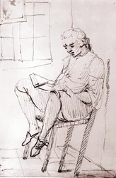 Johann Wolfgang Von Goethe i sitt hus i Rom av Johann Heinrich Wilhelm Tischbein (1751-1829) (även kallad Goethe-Tischbein eller Goethe Tischbein). sd. 1700-talet.