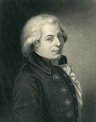 Porträtt av Wolfgang Amadeus Mozart, 1756-91, österrikisk tonsättare, graverat av Lazarus Gottlieb Sichling, 1812-63