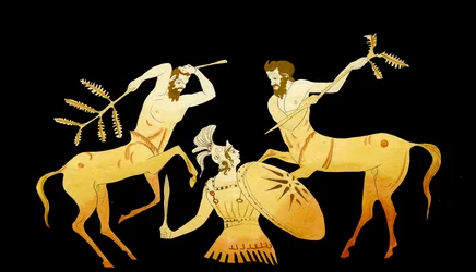 Theseus slåss mot kentaurerna vid Pirithous bröllop till Hippodamia, ca 1796 (kopparstick)
