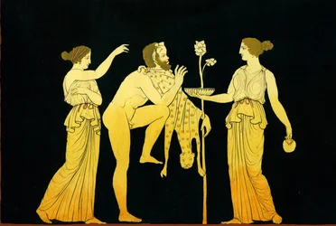 Två maenads erbjuder vin till Dionysos c.1796