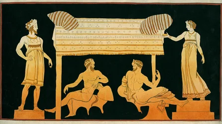 satyrer slappnar av under Dionysos och Demeters ögon, ca 1796 (kopparstick)