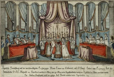 Marie-Louise gifte sig med Napoleon genom ombud i Wien, med ärkehertig Charles som representant för Napoleon, 18