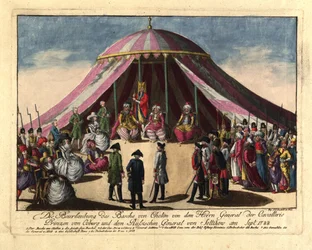 Deponeringen av Pasha av Khotyn av prins Josias av Saxe-Coburg och general..., sept 1788.