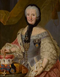 Francoise Christine de Palatinat Soulzbach - Francisca Christina av Pfalz-Sulzbach (1696-1776) Prinsessan-abbedissan av Essen och Thorn - Johann Jakob Schmitz (1724-1810). Olja på duk Mått: 89x71 cm Privat samling