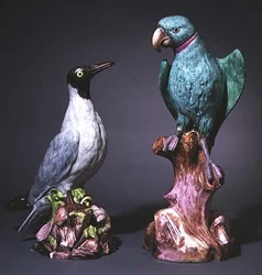 Augustus Rex Meissen figurer av en tärna och en parakit (porslin)