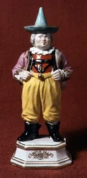 Figur av en hovnarr, efter gravyr av Boetius, Meissen, mitten av 1700-talet
