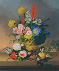 Stilleben med en bukett blommor