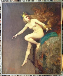 Lorelei, en studie för målningen The Imprecation of Lorelei av munkarna, 1887
