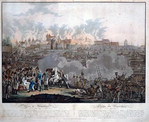 Slaget vid Ratisbon den 23 april 1809 (slaget vid Regensburg) - Rugendas, Johann Lorenz, den yngre (1775-1826) - 1809 - Akvatint - 54,6x65,4 - Privat samling