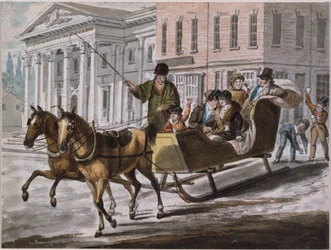 Vinterscen i Philadelphia - USA:s centralbank i bakgrunden