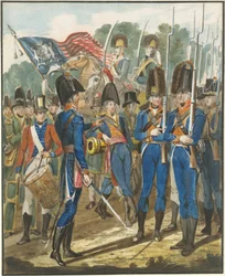 Medlemmar av City Troop och andra soldater från Philadelphia
