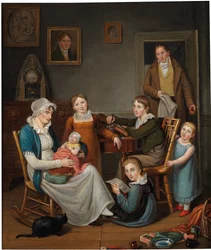 Självporträtt av John Lewis Krimmel med Susannah Krimmel och hennes barn, 1809-10