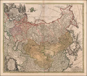 1739 års karta över Ryssland och Tartariet av Johann Matthias Hase
