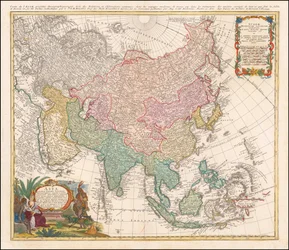 1744 års karta över Asien av Johann Matthias Hase