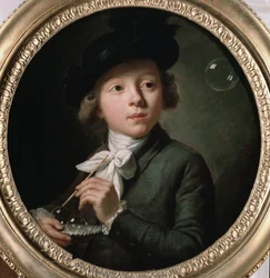 Såpbubblor eller ett porträtt av J. A. Laurens. Målning av Melchior Wyrsch (1732-1798). 1784. Museum of Fine Arts i Besancon