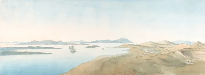 Panoramautsikt över öarna i Delos, tidigt 1800- och slutet av 1800-talet.