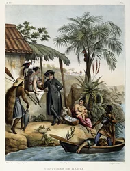 Dräkter från Bahia, ur ”Pittoresk resa till Brasilien”, 1835