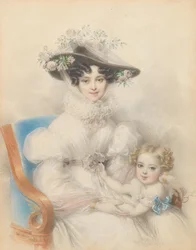 Prinsessan Henrietta av Nassau-Weilburg 1797-1829 med dottern Maria, 1829.