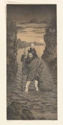 Den helige Christopher korsar en flod med Kristusbarnet på sina axlar Verk ur samlingen av bröderna Boisserée (serietitel) Galerie des Frères Boisserée (serietitel)