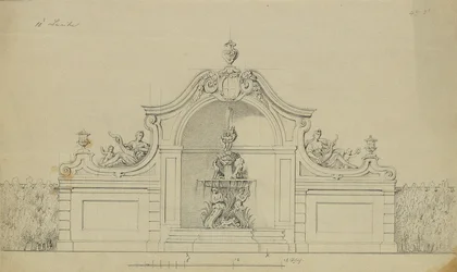 Fontän i persikoträdgården i Upper Belvedere