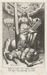 Kristen religion (Religio Christiana) övervinner avgudadyrkan (Idolatria) Religion Christiana (titel på objekt) Dygderna erövrar lasterna (serietitel)