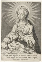 Maria avgudar det sovande Kristusbarnet