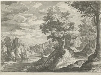 Flodlandskap med ett slott