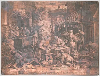 Koppartallrik för The Rich Man and Lazarus