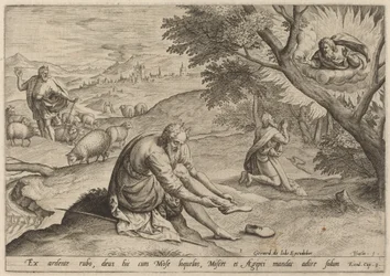 Gud som visar sig för Moses, 1585.