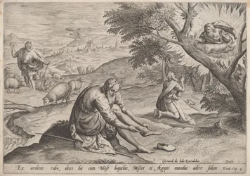 Gud som visar sig för Moses, 1585.